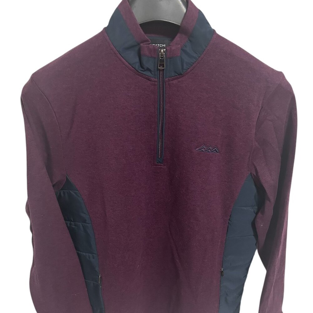 Bugatchi 1/4 Zip Mock Neck Pullover Sweater Mens Size Large Maroon